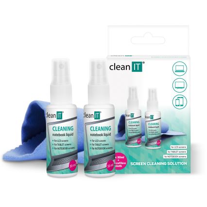 CLEAN IT CL-182 - Почистващ разтвор с кърпа за екрани 2x 30 мм