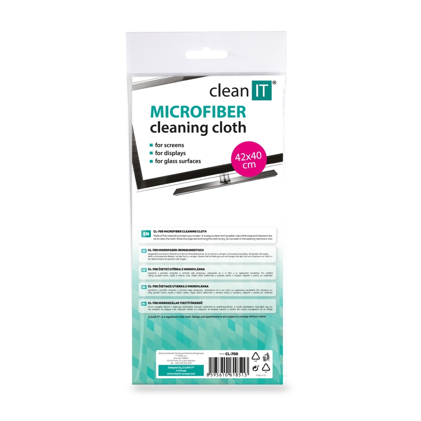 CLEAN IT CL-700 - Микрофибърна кърпа за почистване 40x42 см син