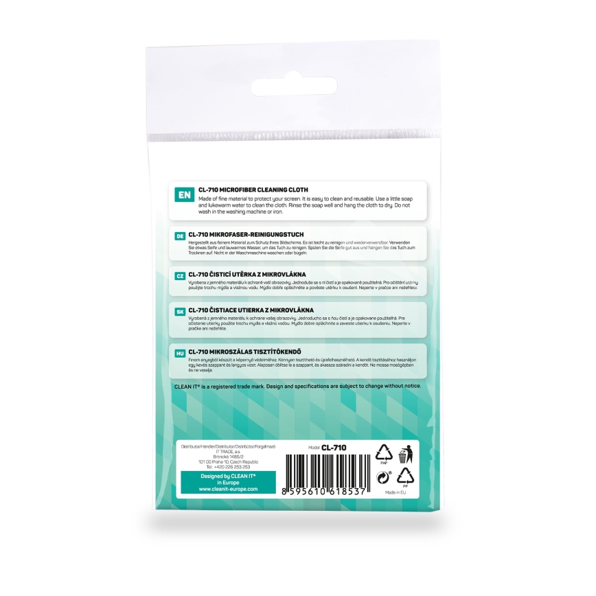 CLEAN IT CL-710 - Микрофибърна кърпа за почистване 19x19 см син