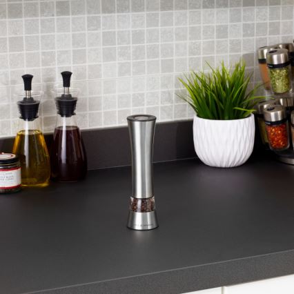 Cole&Mason - Електрическа мелница за сол или пипер BURFORD 4xAAA 18 см матов хром