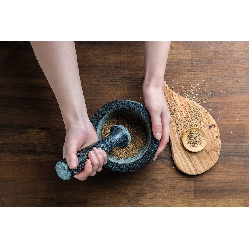 Cole&Mason - Гранитно хаванче с чук GRANITE Ø 18 см гранит/черно