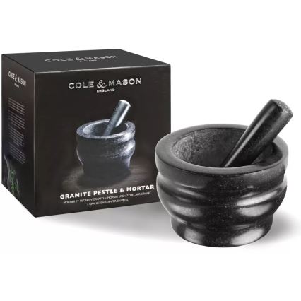 Cole&Mason - Гранитно хаванче с чук GRANITE Ø 18 см гранит/черно