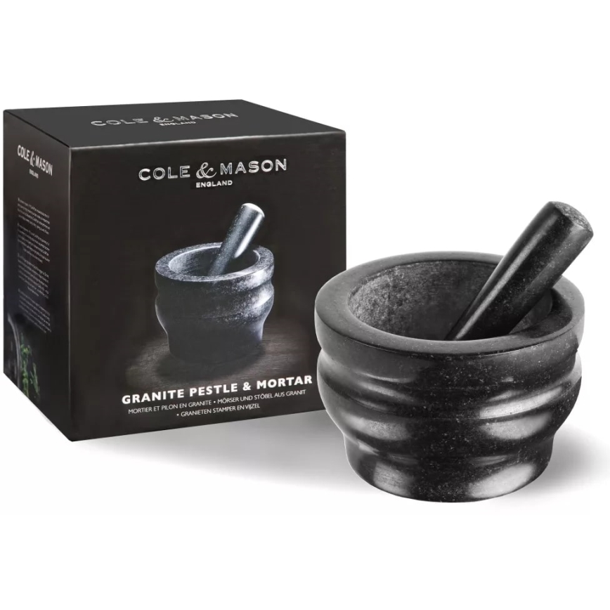 Cole&Mason - Гранитно хаванче с чук GRANITE Ø 18 см гранит/черно