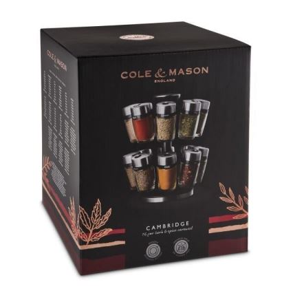 Cole&Mason - Въртяща се поставка с бурканчета за подправки MASTER 17 бр.