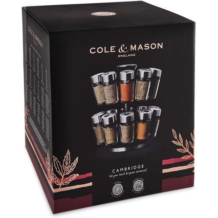 Cole&Mason - Въртяща се поставка с бурканчета за подправки MASTER 21 бр.