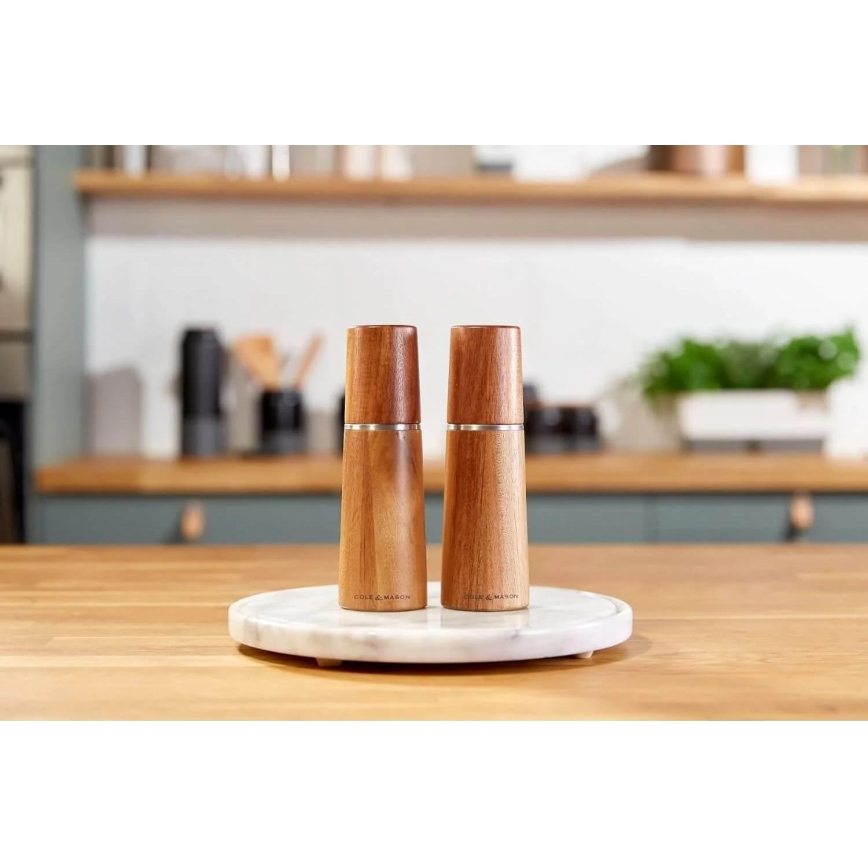Cole&Mason - К-кт мелнички за сол и пипер MARLOW акация 2 бр. 18,5 см