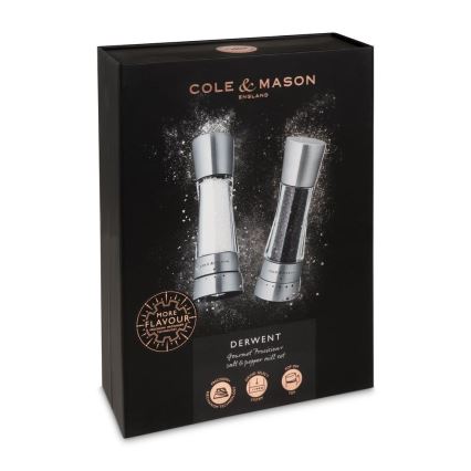 Cole&Mason - К-кт мелнички за сол и пипер DERWENT 2 бр. 19 см лъскав хром