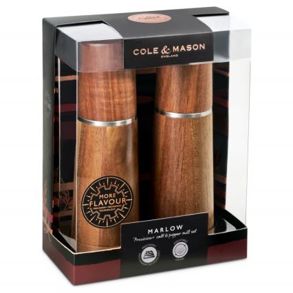 Cole&Mason - К-кт мелнички за сол и пипер MARLOW акация 2 бр. 18,5 см