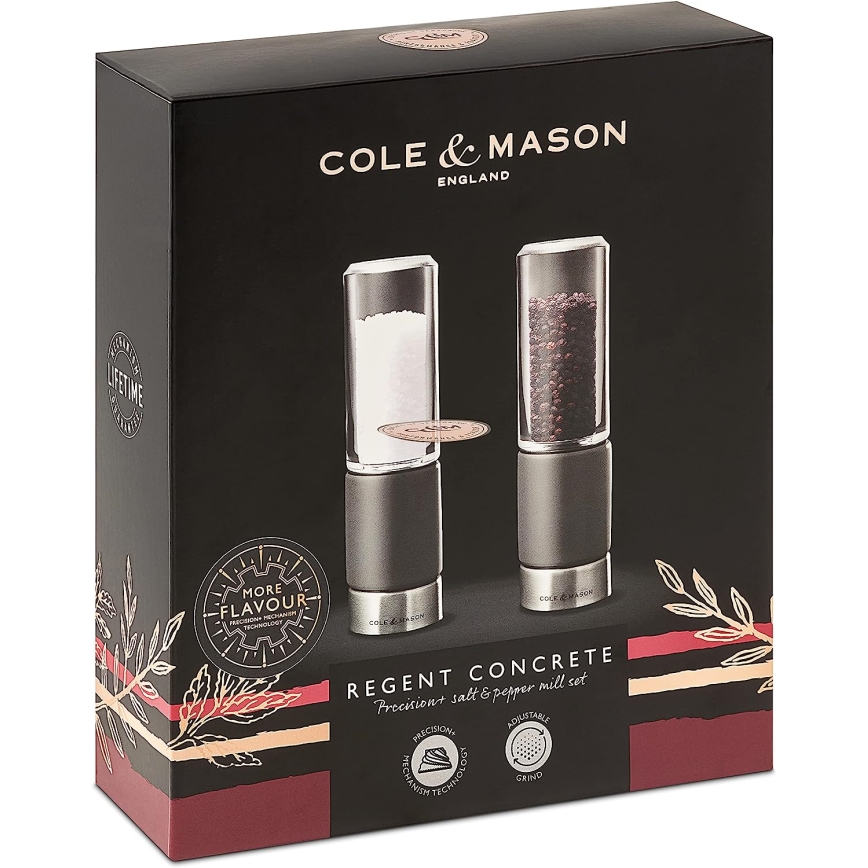 Cole&Mason - К-кт мелнички за сол и пипер REGENT CONCRETE 2 бр. бетон 18 cm