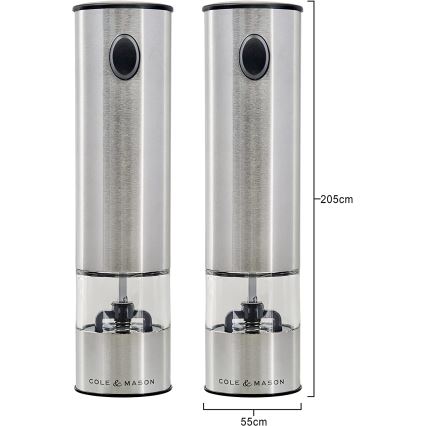 Cole&Mason - Комплект електрически мелнички за подправки BATTERSEA 2 бр. 6xAAA