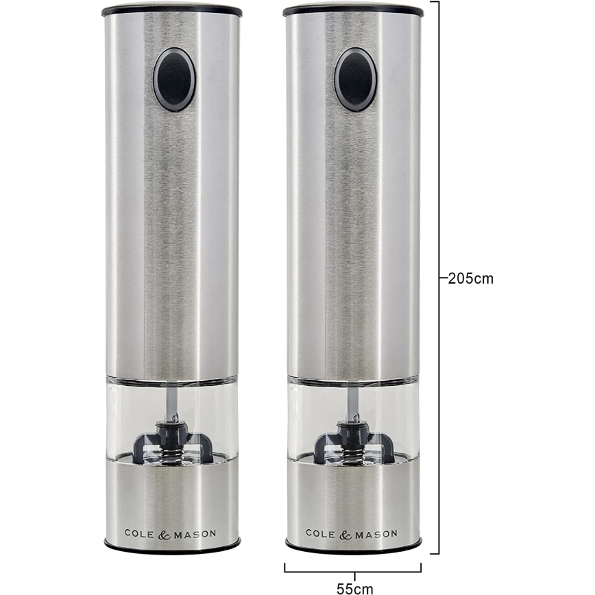 Cole&Mason - Комплект електрически мелнички за подправки BATTERSEA 2 бр. 6xAAA