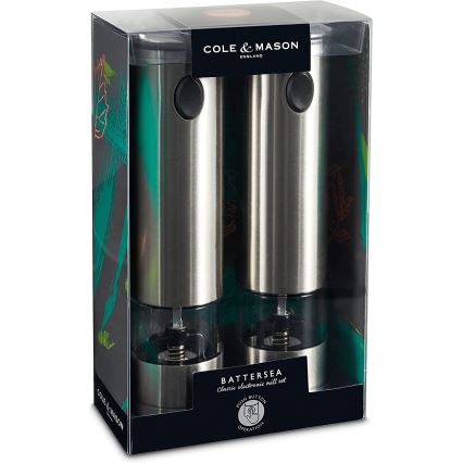 Cole&Mason - Комплект електрически мелнички за подправки BATTERSEA 2 бр. 6xAAA