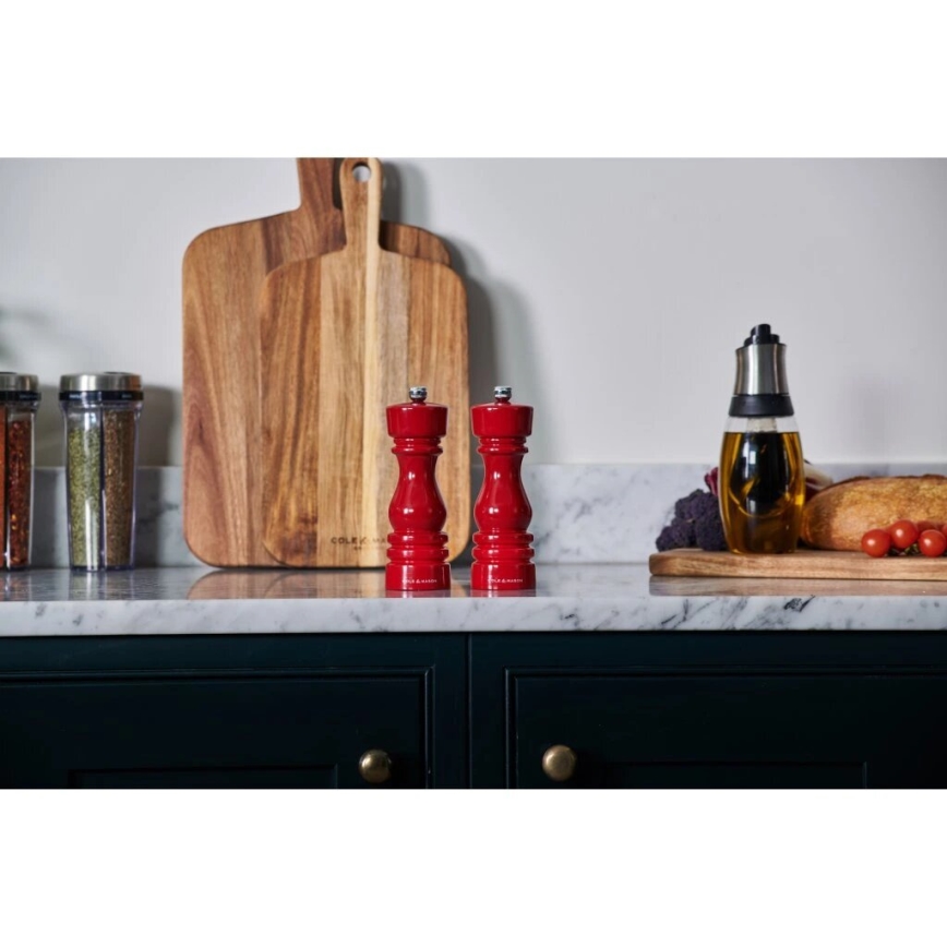 Cole&Mason - Комплект мелнички за сол и пипер LONDON 2 бр. 18 см бук/червен