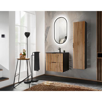 COMAD XILO BLACK WOTAN 82-60-D-2S - Шкаф под мивка XILO 57x60,2 cm, черен/дъб wotan