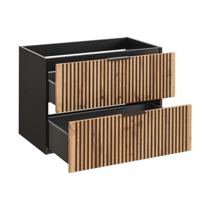 COMAD XILO BLACK WOTAN 82-80-D-2S - Шкаф за баня под мивка XILO 57x80,2 см, черен/дъб wotan