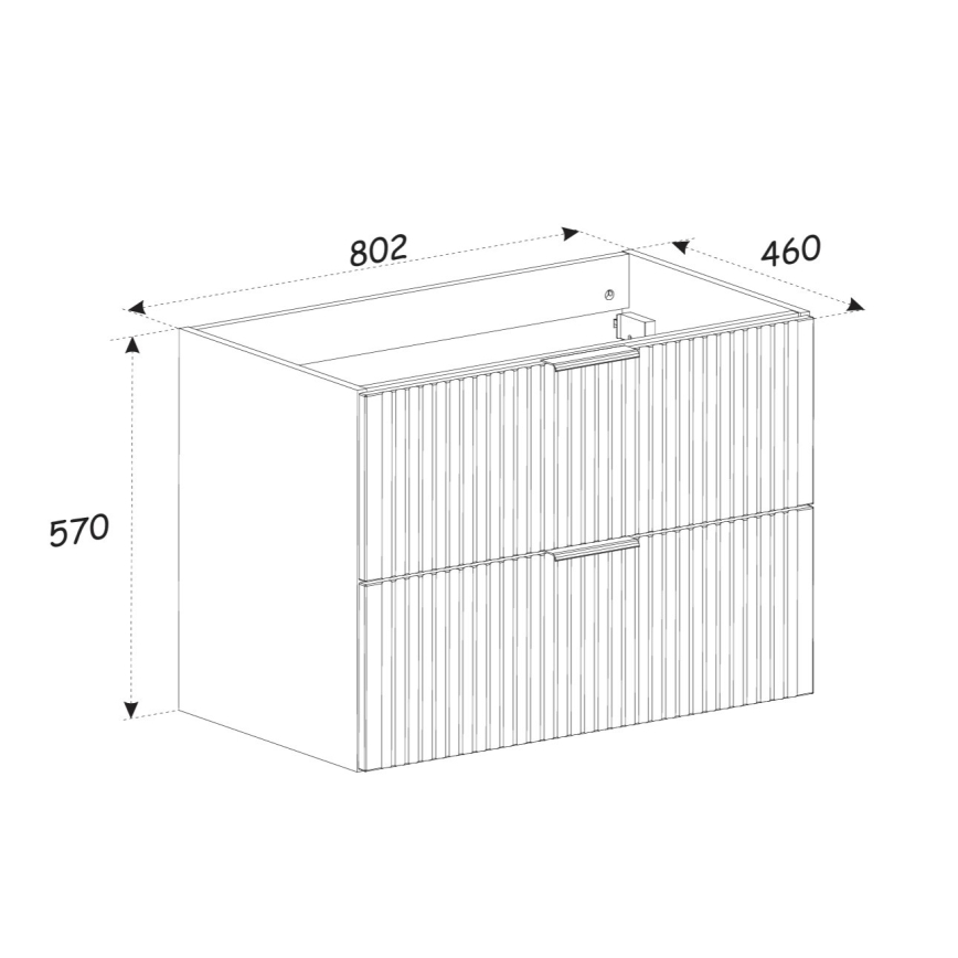 COMAD XILO BLACK WOTAN 82-80-D-2S - Шкаф за баня под мивка XILO 57x80,2 см, черен/дъб wotan
