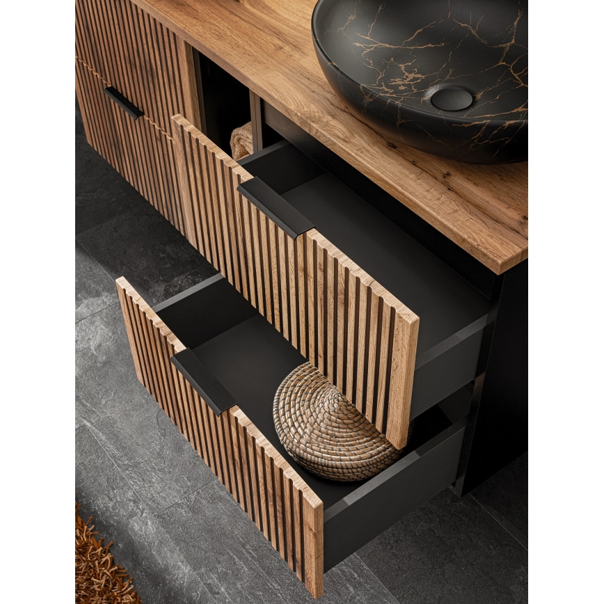 COMAD XILO BLACK WOTAN 82-80-D-2S-Шкаф за баня под мивка XILO черен/дъб