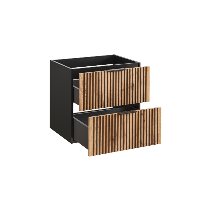 COMAD XILO BLACK WOTAN 82-80-D-2S-Шкаф за баня под мивка XILO черен/дъб