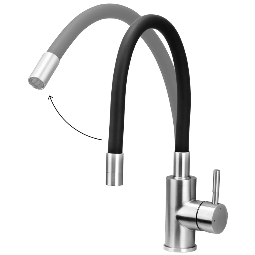 Concept BDC7138 - Смесител за мивка с гъвкав чучур, лъскав хром/черен