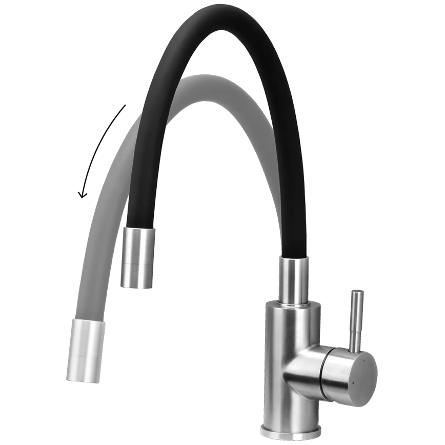 Concept BDC7138 - Смесител за мивка с гъвкав чучур, лъскав хром/черен