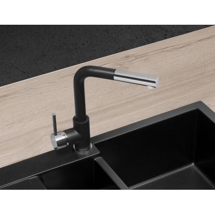 Concept BDG4527BC - Смесител за мивка с изтегляща се душ глава 26,9 cm гранит/черен