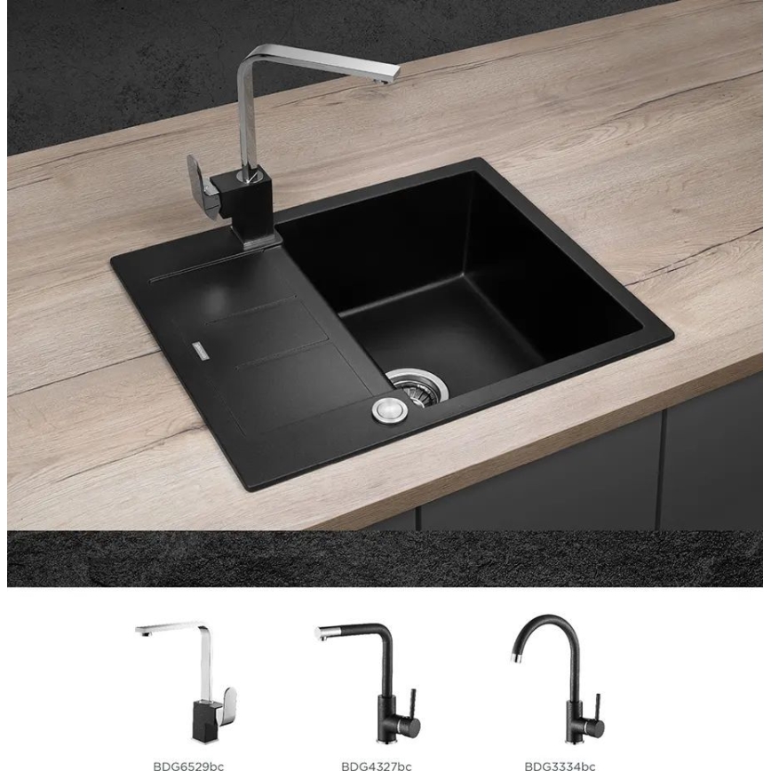 Concept DG05C45BC - Кухненска мивка CUBIS 50x62 см гранит/черна