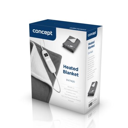 Concept DV7420 - Електрическо отопляемо одеяло 160 W/230 V 180x130 см сиво/бяло