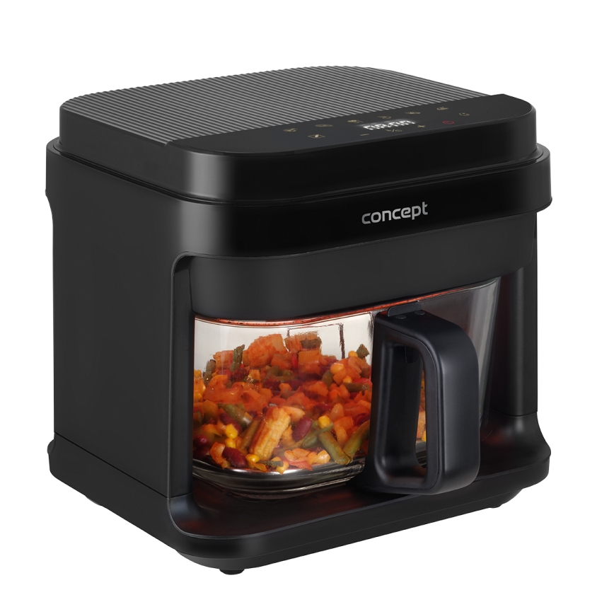 Concept FR5500 - Еър фрайър GLASS & FAST 5,5 l 1200W/230V черен