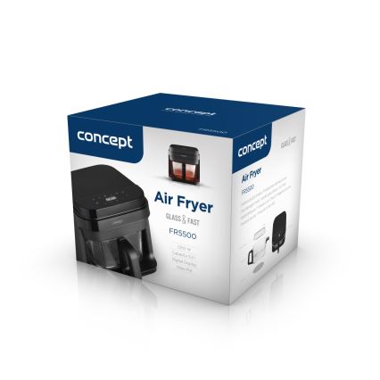 Concept FR5500 - Еър фрайър GLASS & FAST 5,5 l 1200W/230V черен