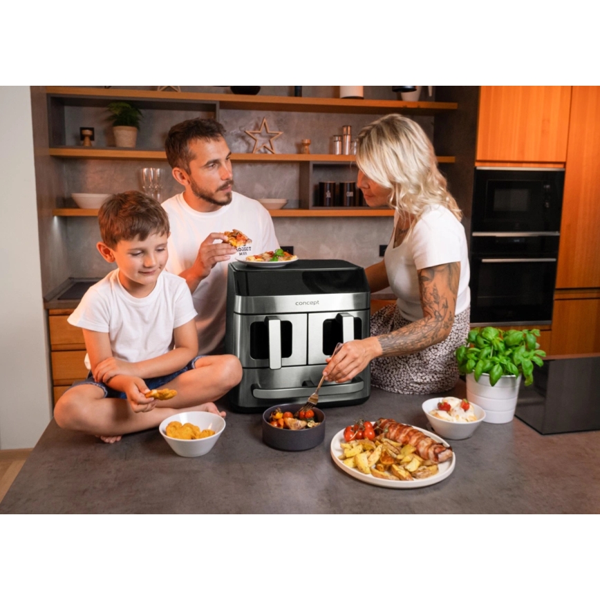 Concept FR9000 - Въздушна фритюрница PIZZA TRIO 18,5 л, 2700 W / 230 V, неръждаема стомана/черна