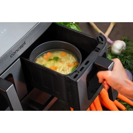 Concept FR9000 - Въздушна фритюрница PIZZA TRIO 18,5 л, 2700 W / 230 V, неръждаема стомана/черна