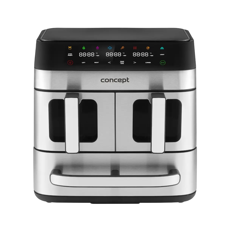 Concept FR9000 - Въздушна фритюрница PIZZA TRIO 18,5 л, 2700 W / 230 V, неръждаема стомана/черна