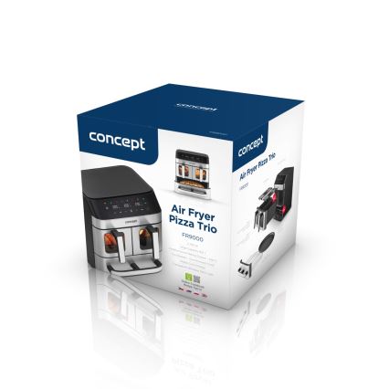 Concept FR9000 - Въздушна фритюрница PIZZA TRIO 18,5 л, 2700 W / 230 V, неръждаема стомана/черна