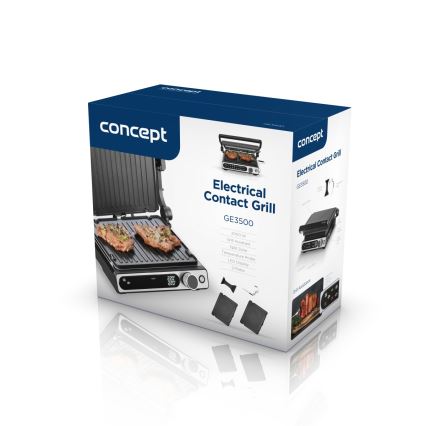 Concept ge3500 - Контактен грил с температурен сензор 2000W/230V черен