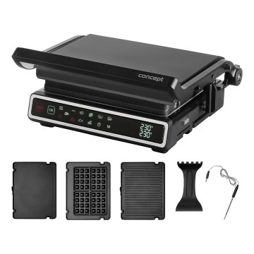 Concept ge3550 - Контактен грил с температурен сензор 2000W/230V черен