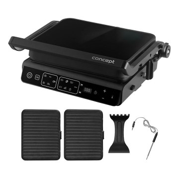 Concept ge3600 - Контактен грил с температурен сензор GLASS 2000W/230V черен