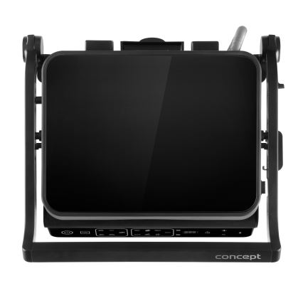 Concept ge3600 - Контактен грил с температурен сензор GLASS 2000W/230V черен