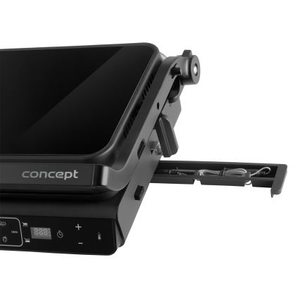 Concept ge3600 - Контактен грил с температурен сензор GLASS 2000W/230V черен