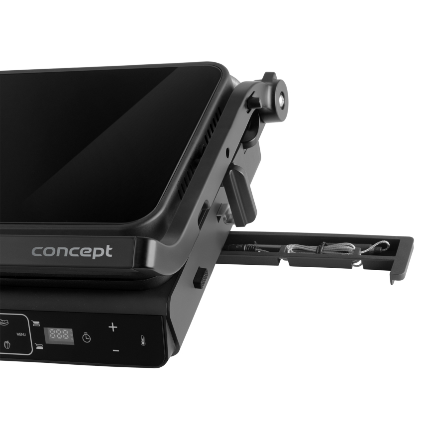 Concept ge3600 - Контактен грил с температурен сензор GLASS 2000W/230V черен