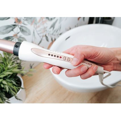 Concept KK2125 - Конусна маша за коса GLAM STYLE 42W/230V бял/розово злато