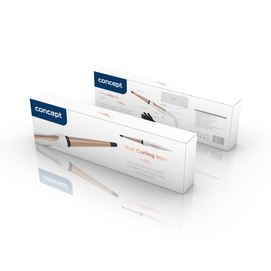 Concept KK2125 - Конусна маша за коса GLAM STYLE 42W/230V бял/розово злато