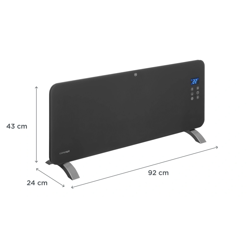 Concept KS4100 - Умен електрически конвектор/нагревател 1000/2000W Wi-Fi IP24 сив