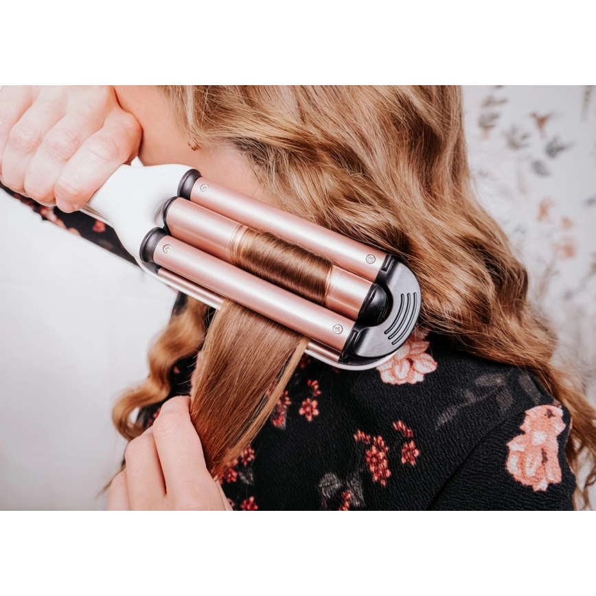Concept KT2140 - Маша за къдрици с три цеви GLAM STYLE 100W/230V бяла/розово злато