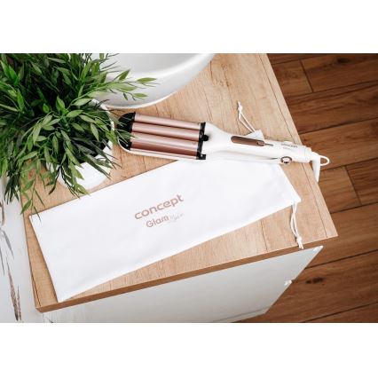 Concept KT2140 - Маша за къдрици с три цеви GLAM STYLE 100W/230V бяла/розово злато