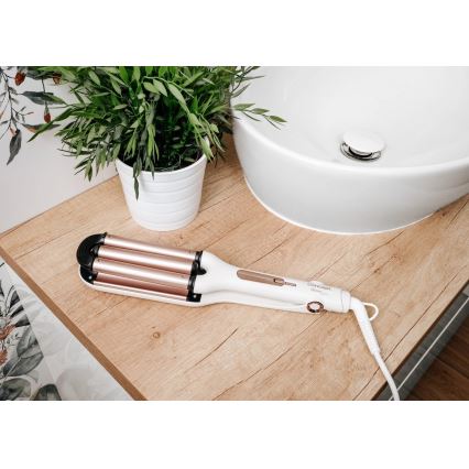 Concept KT2140 - Маша за къдрици с три цеви GLAM STYLE 100W/230V бяла/розово злато