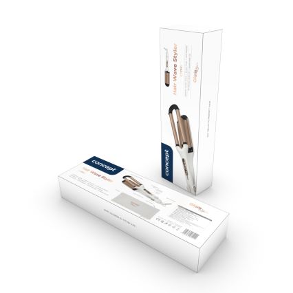 Concept KT2140 - Маша за къдрици с три цеви GLAM STYLE 100W/230V бяла/розово злато