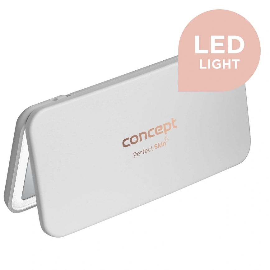 Concept KZ2010 - LED джобно козметично огледало PERFECT SKIN LED/1,5W/5V 4500-5500K 300 mAh бяло