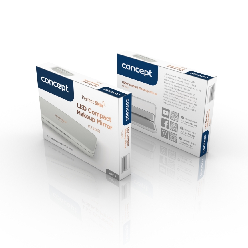 Concept KZ2010 - LED джобно козметично огледало PERFECT SKIN LED/1,5W/5V 4500-5500K 300 mAh бяло