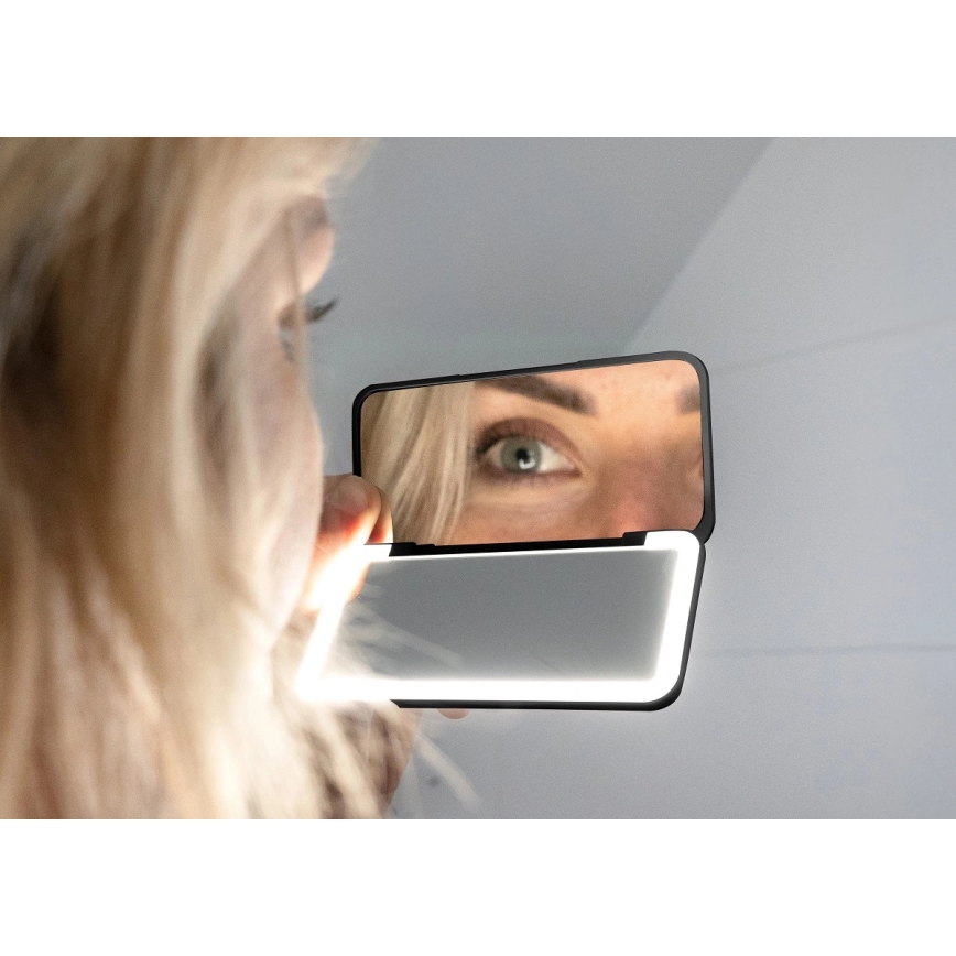 Concept KZ2020 - LED джобно козметично огледало PERFECT SKIN LED/1,5W/5V 4500-5500K 300 mAh черно