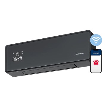 Concept QH4100 - Електрически нагревател 1000/2000W, Wi‑Fi, IP22, сив, с дистанционно управление
